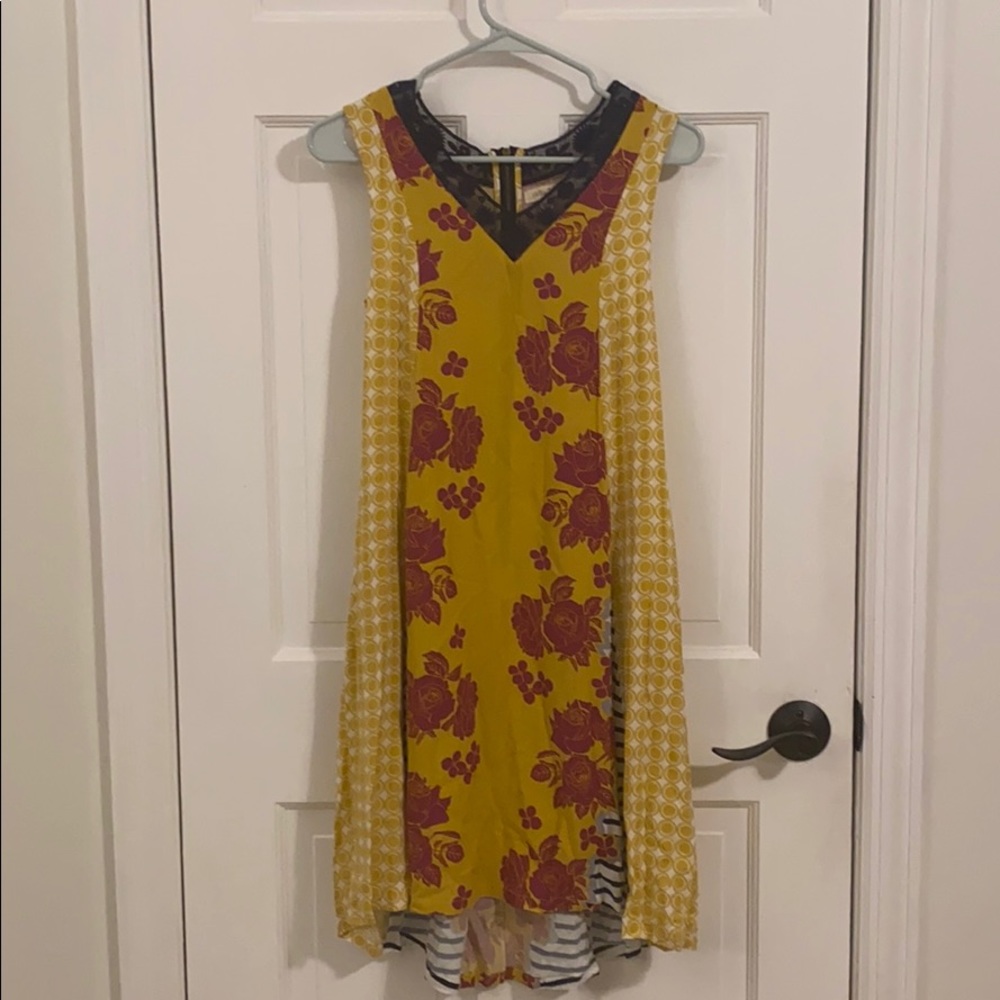 Matilda Jane Midi Yellow Dress w Navy Blue Lace